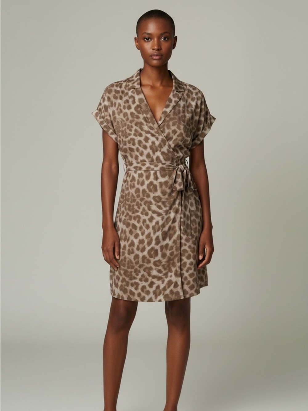 YAYA WOMEN Animal Print Tunic in Brown & White Size 40 Like New